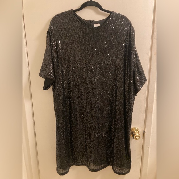 H &M Black Sequin Shift Dress,XXL,Party,Special Occasion - Picture 1 of 9